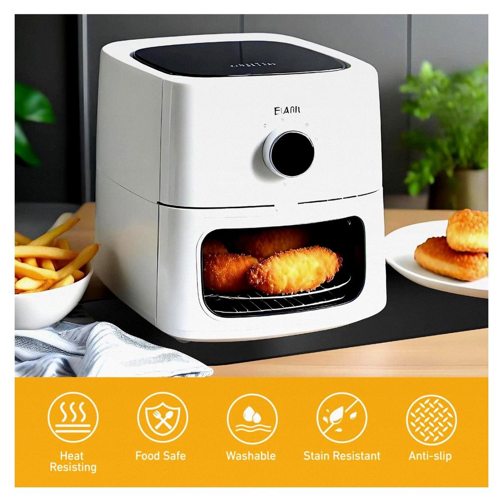 Feuerfeste Unterlage, Rutschfeste Hitzebeständige Unterlage für Heißluftfritteuse, Kaffeemaschine, Hitzeschutzmatte, Silikonmatte für Airfryer ...