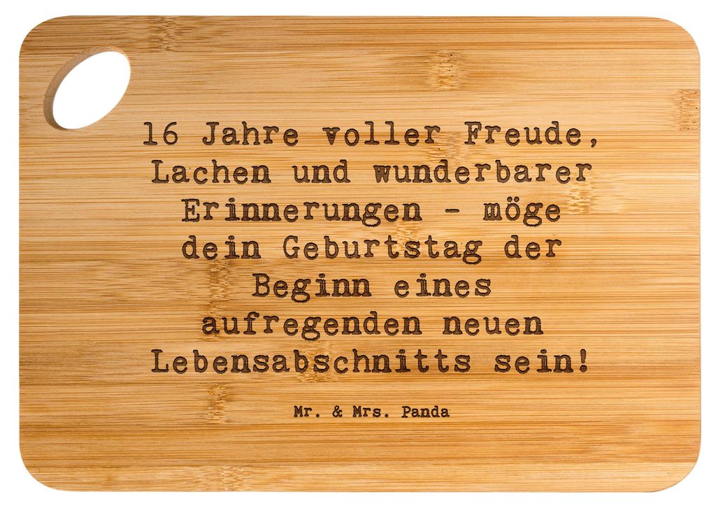 Mr. & Mrs. Panda Holzbrett Spruch 16. Geburtstag Freude - Transparent - Geschenk, schneidbrett, Glückwunsch, Lachen, unvergesslich, Happy Birthday...