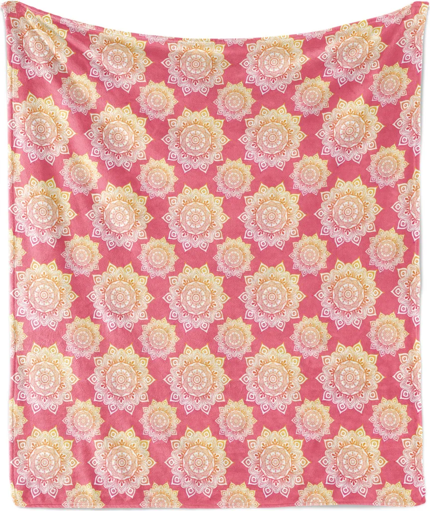 Coperta Mandala ABAKUHAUS Rosa Pastello 175x230 cm Pile Flanella