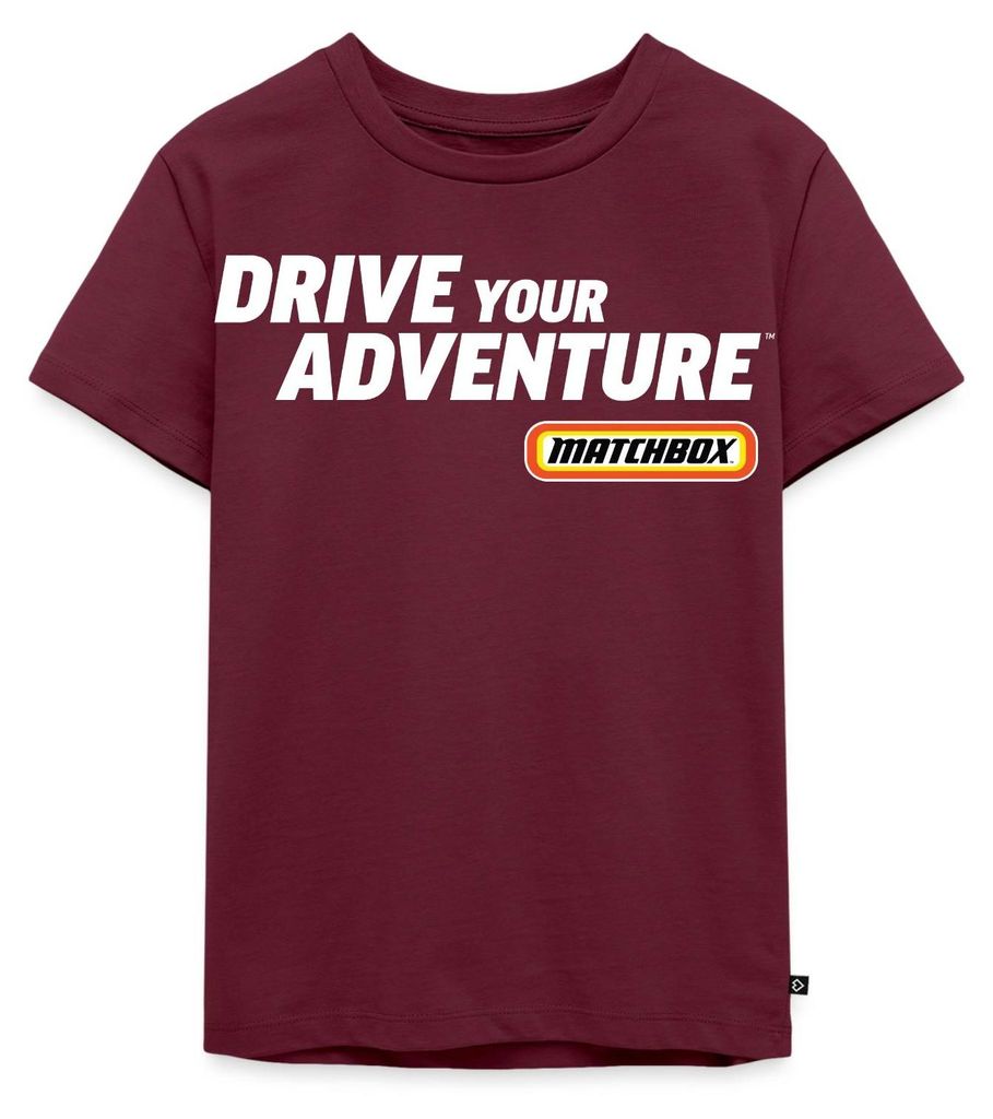 Spreadshirt Matchbox Logo Drive Your Adventure Kinder Premium T-Shirt, 110/116 (4 Jahre), Burgunderrot