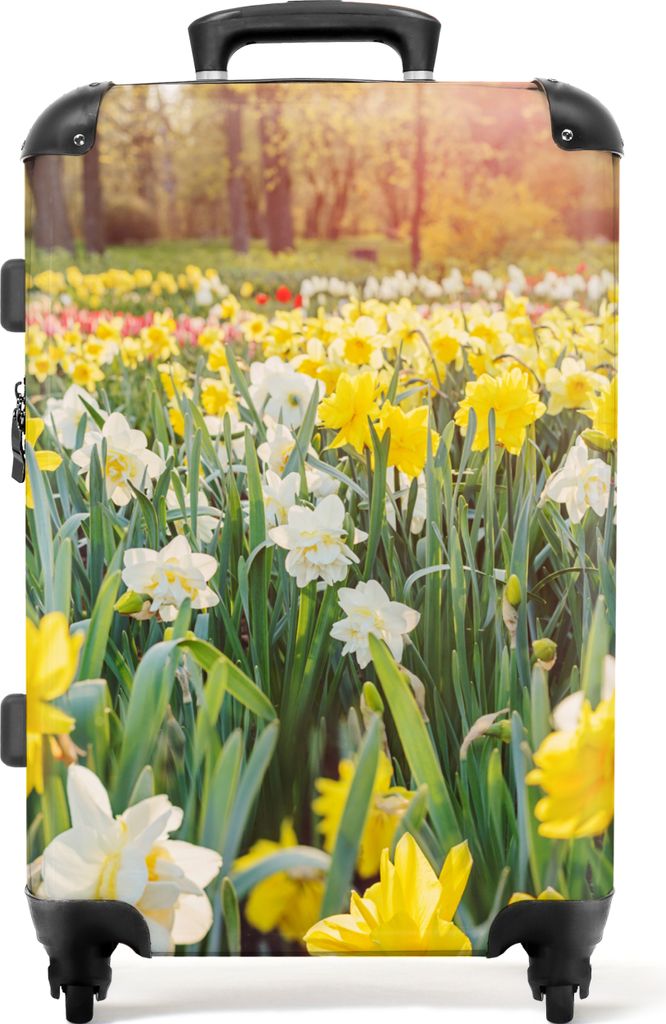 NoBoringSuitcases.com Großer Koffer - Blumen - Bäume - Narzisse - Frühling - Natur - Kombinationsschloss TSA - Hartschalen Trolley 4 Rollen - ...