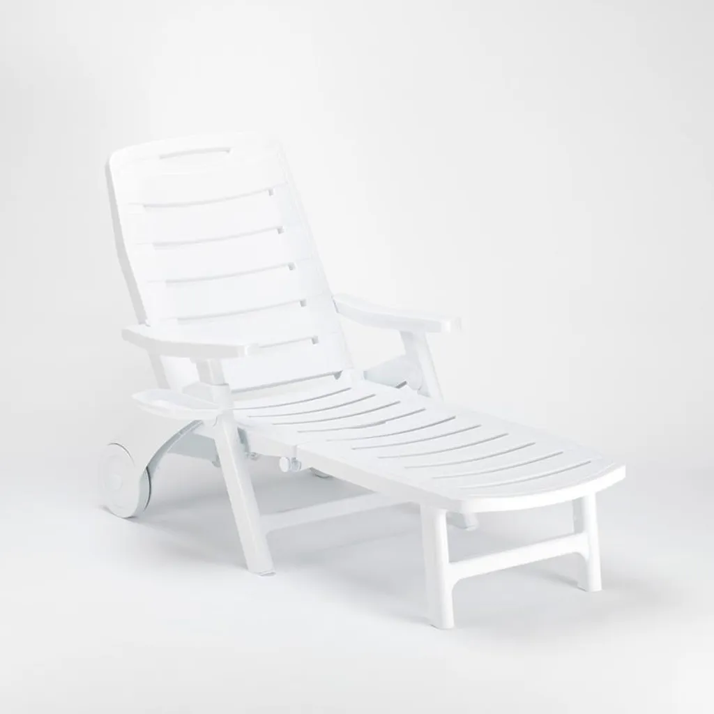 Bain de soleil pliable blanc gain de place pour petit jardin ou balcon