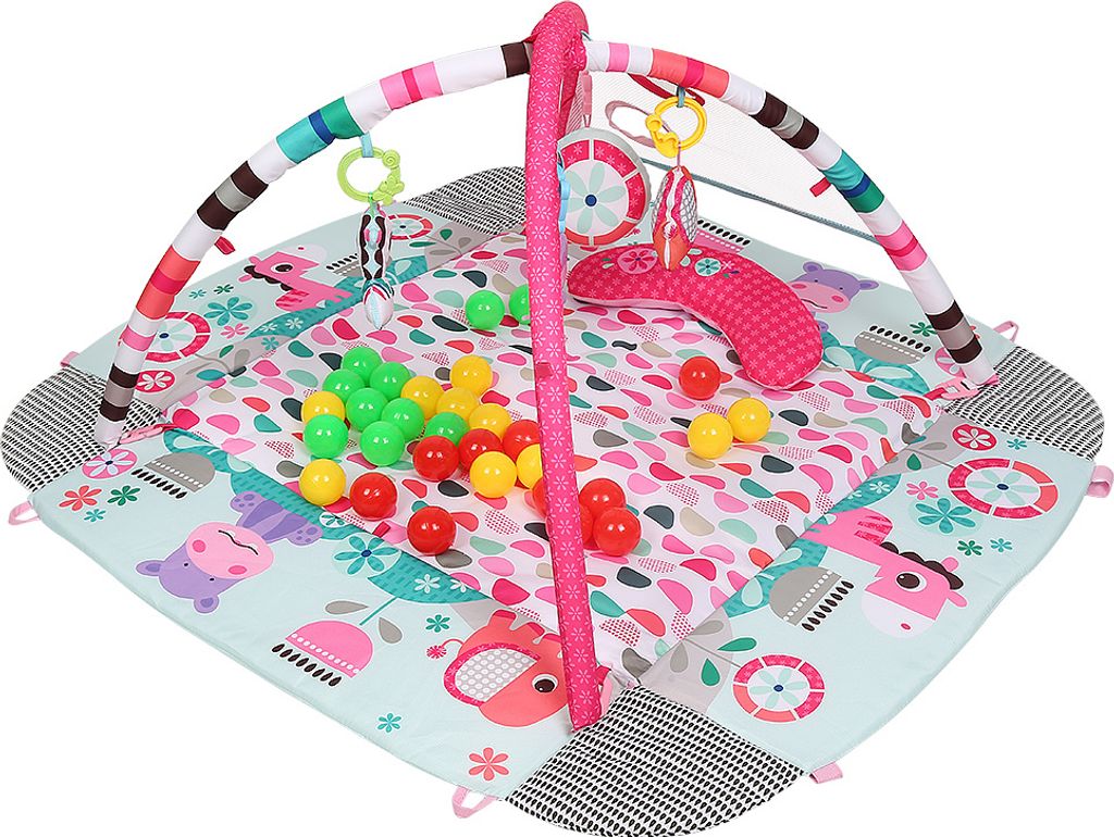 Krabbeldecke mit Spielbogen und 30 sensorischen Bällen Baby Matte interaktive Lernmatte