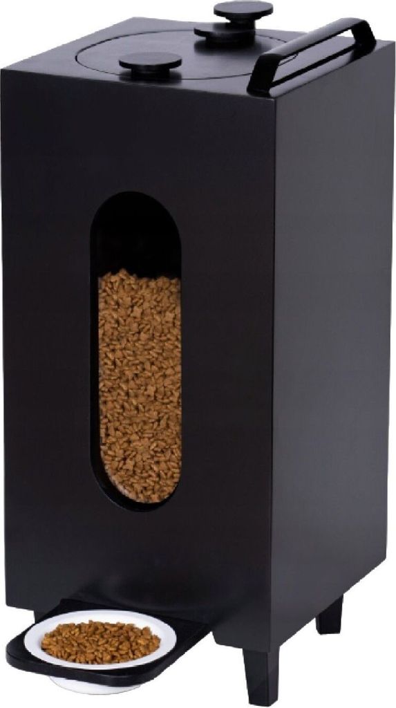 Trockenfutterspender Schwarz 20L Katze Hund Futterspender Futterautomat Schale 10209