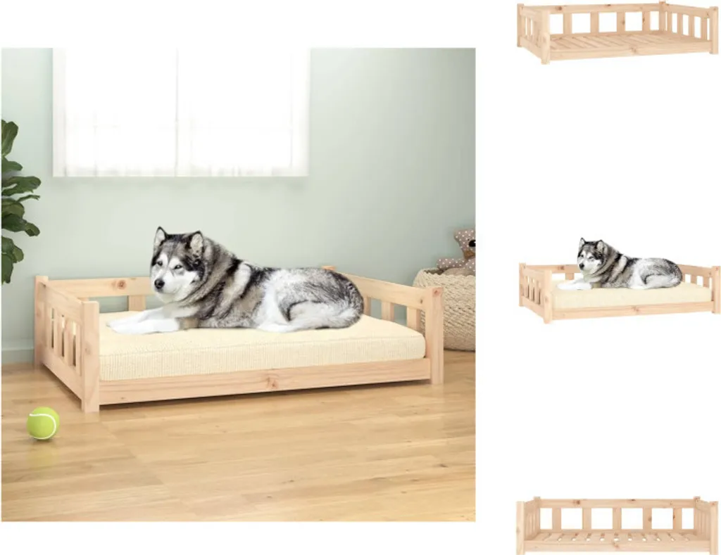 vidaXL Letto per cani 105,5x75,5x28 cm in legno massiccio di pino - Letti per cani