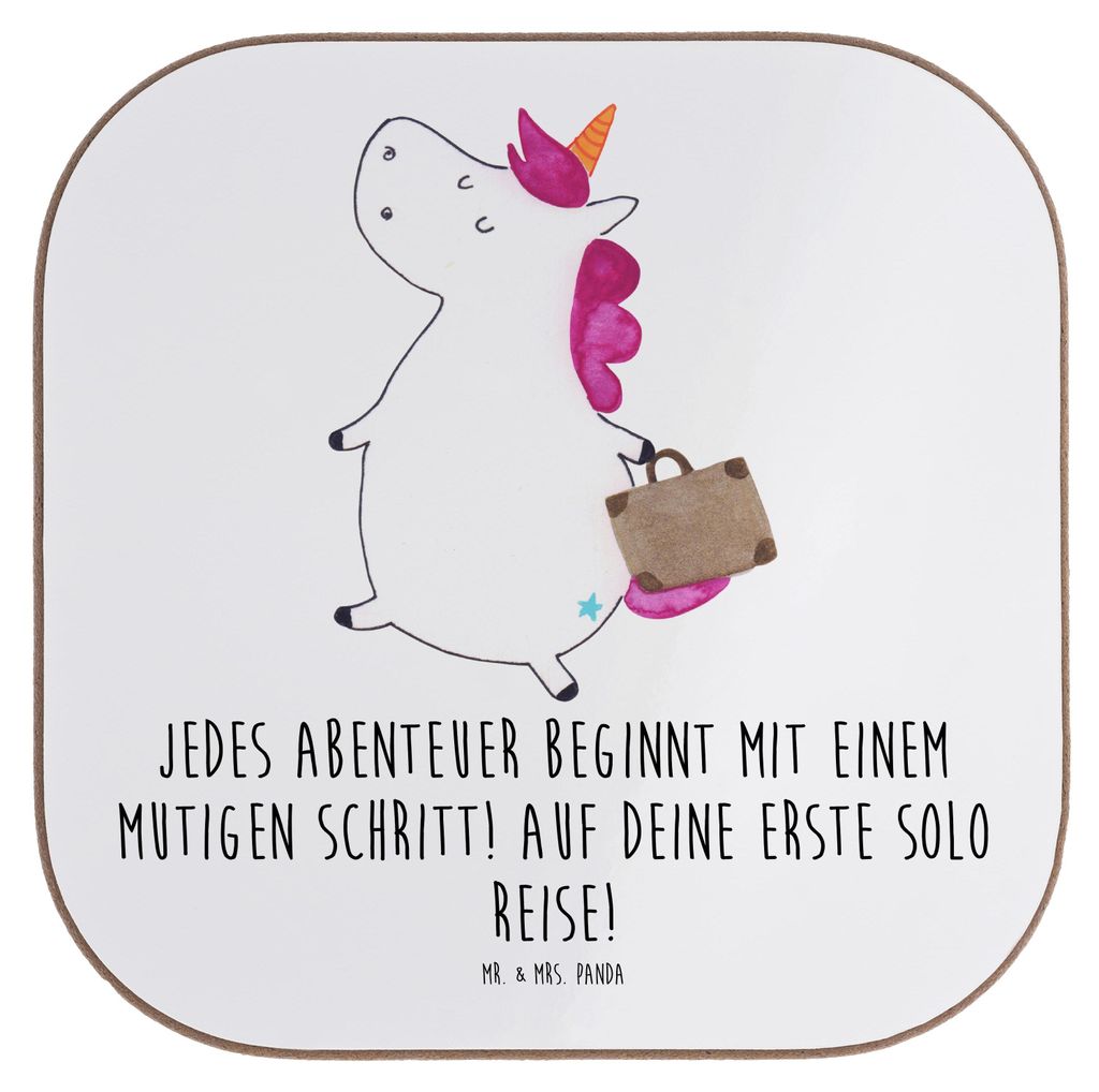 Mr. & Mrs. Panda Holzuntersetzer Alleine Reisen Unternehmen - Weiß - Geschenk, Tischschoner, Vertrauem, allein, Selbstbewusstsein, Trost, Selbstve...