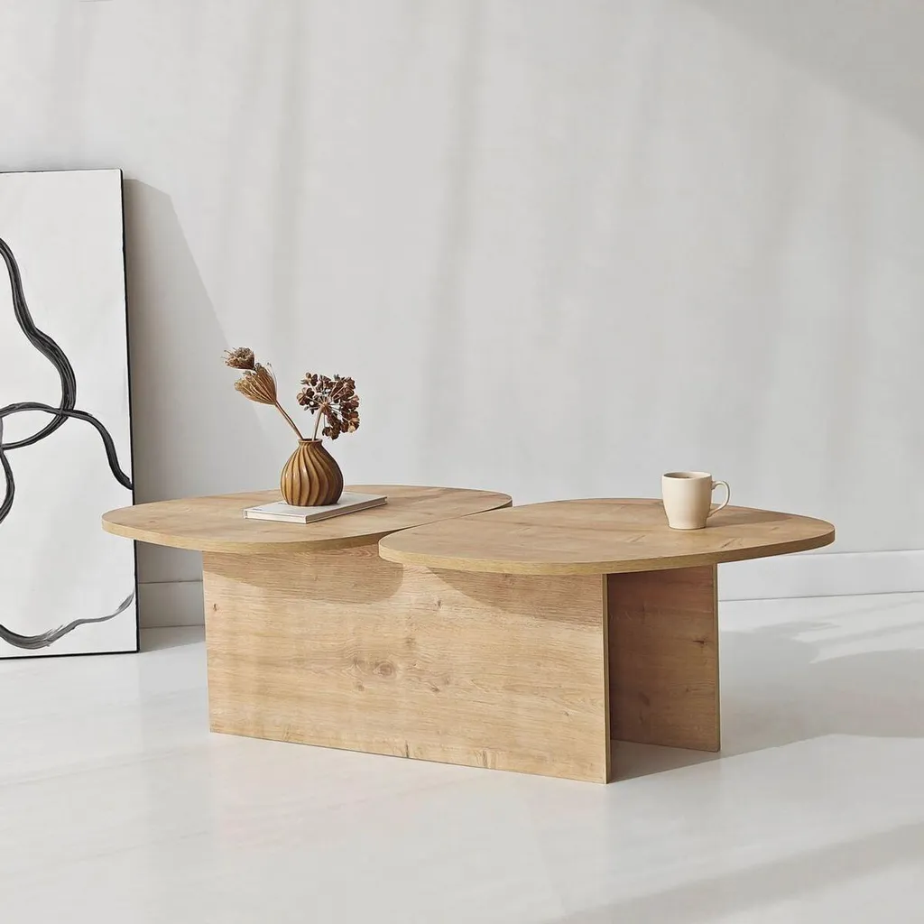 Table basse double plateau forme organique L125 cm CELESTE par Calicosy - 9