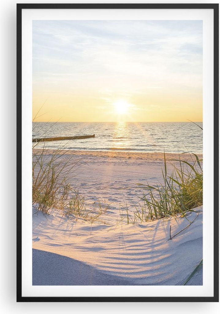Gerahmtes Poster - Schwarzer Rahmen - Düne Strand Meer - 61x91,5 cm - Wand Bild - Wanddeko - Wandbilder - Kunstposter - Wandposter - Bilderrahmen ...
