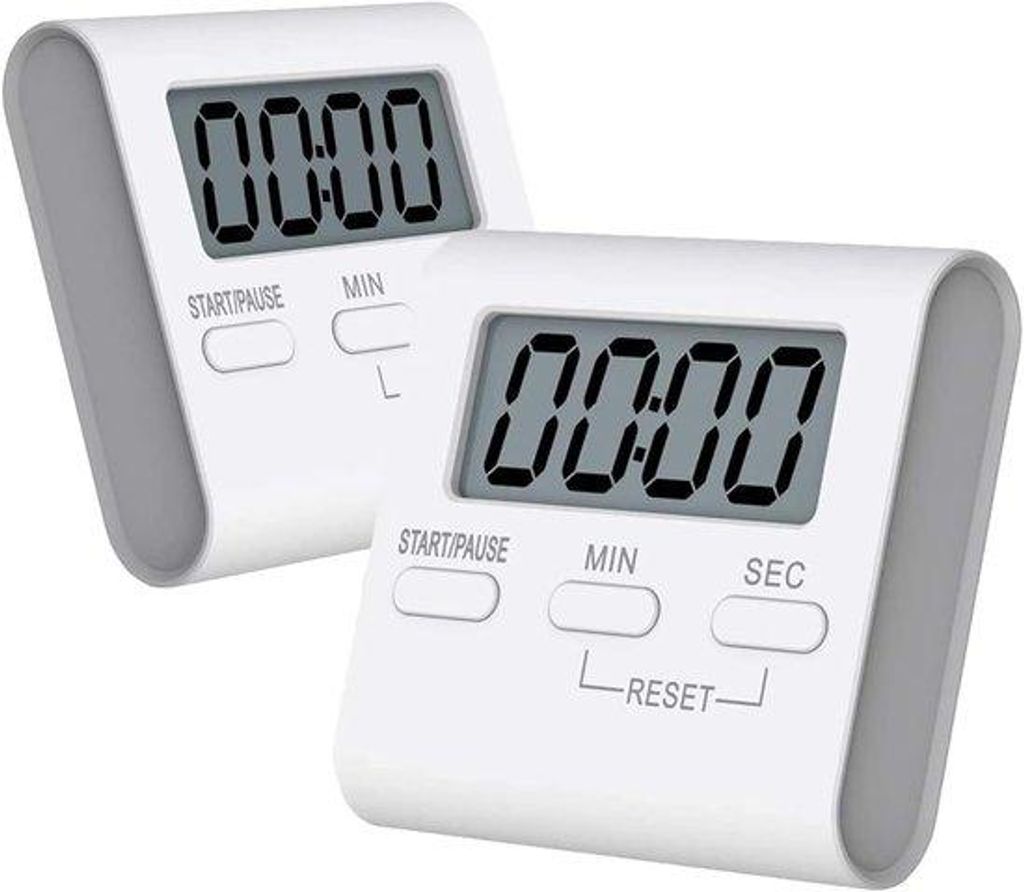 Digitale Keukentimer, magnetisch, weckerfunktion, timer, 2er-Pack, weiß