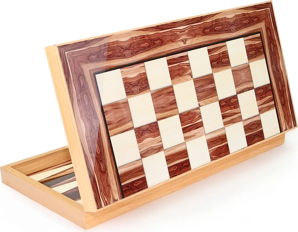 Semus Backgammon Tavla DAMA XXL en Noyer Américain Jeu de Société Chic