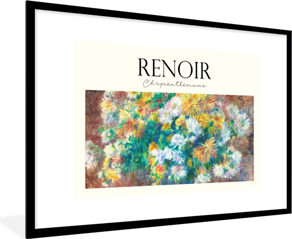 MuchoWow Gerahmtes Poster Gemälde - Renoir - Blumenstrauß 90x60 cm - Poster mit Schwarzem Bilderrahmen Wandposter Rahmen Foto Bilder - Wanddeko...