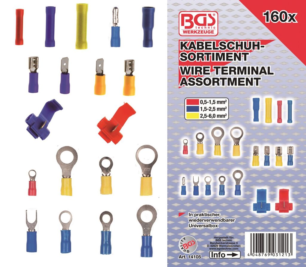 BGS 14105 Kabelschuh-Sortiment, 160-tlg.