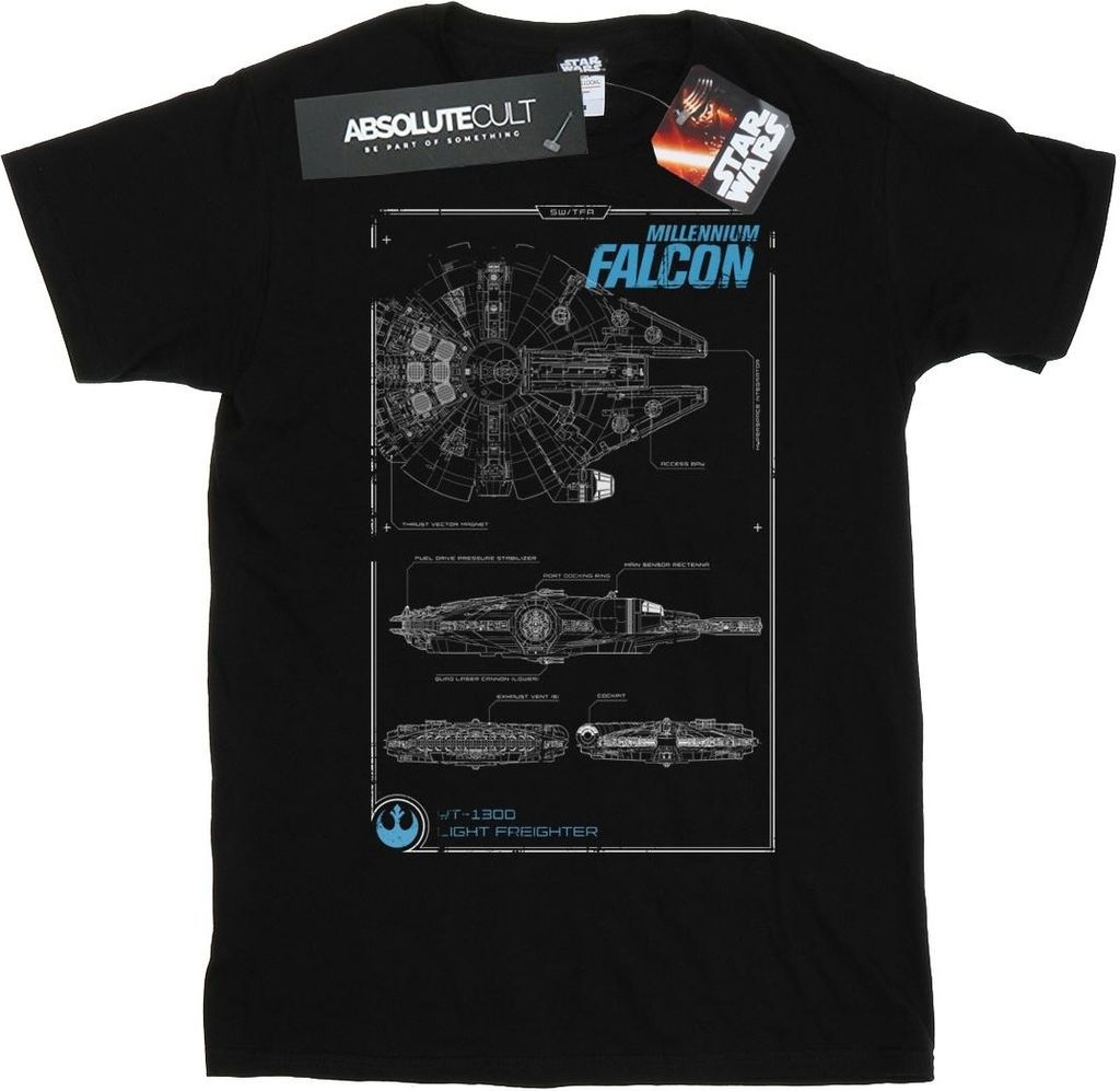 Star Wars - "Force Awakens Millennium Falcon Manual" T-Shirt für Herren BI45942 (S) (Schwarz)