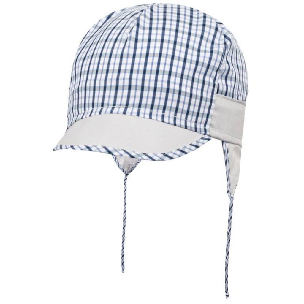 Jungen Babymütze Bindemütze Schirmmütze Sommermütze, Gr. 44, Grau-Blau