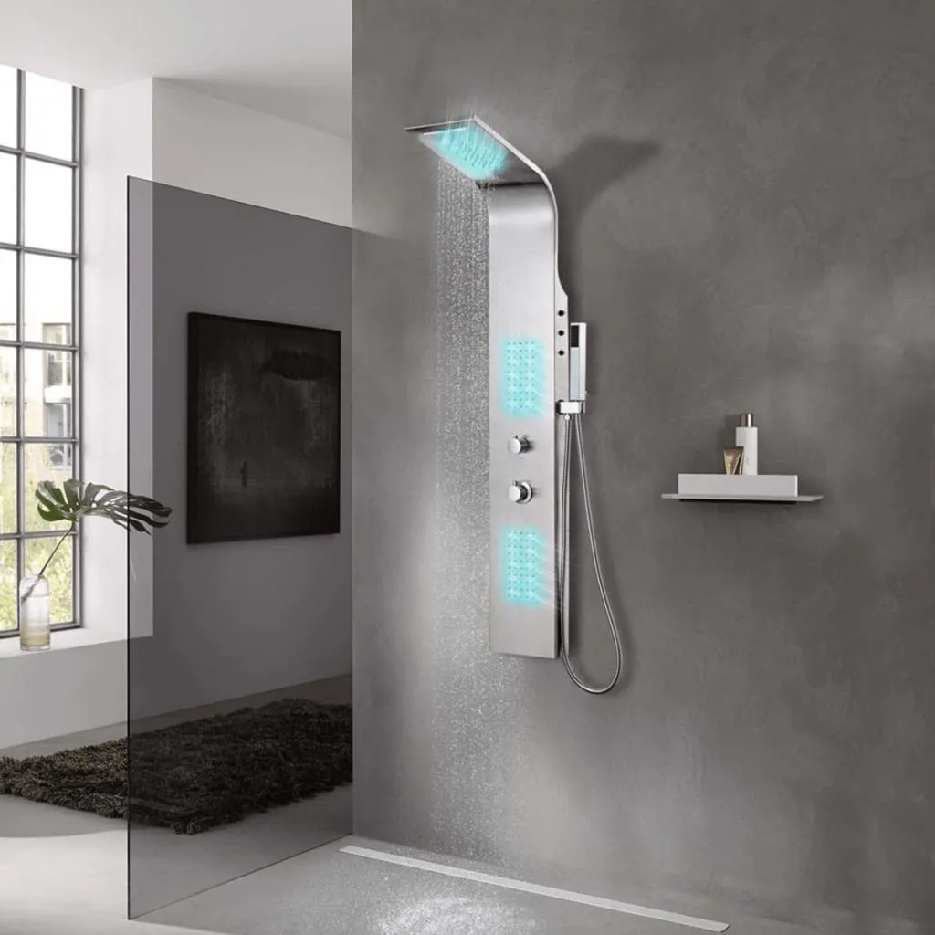 ZMH Panneau de Douche Incurvé en Acier Inoxydable Brossé - Colonne Design