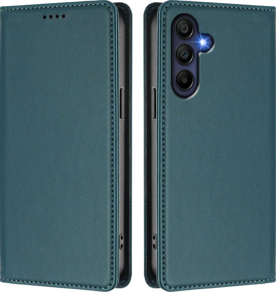 Handyhülle für Samsung Galaxy A26, Kunstleder Klapphülle Stoßfeste Magnetische Hülle mit Ständer Grün