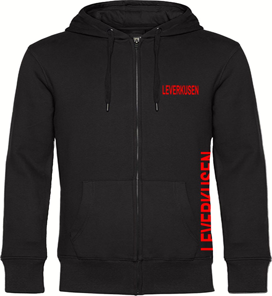 multifanshop Kapuzen Sweatshirt Jacke - Leverkusen - Brust & Seite, schwarz, Größe XL