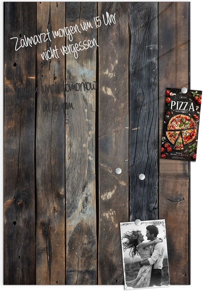 Magnettafel 40x60cm Pinnwand Whiteboard beschreibbar - Rustikale Holzplanken