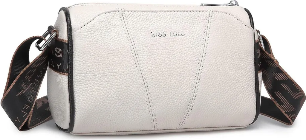 Miss Lulu Sac à Bandoulière Crossbody en Cuir Véritable Beige de Luxe