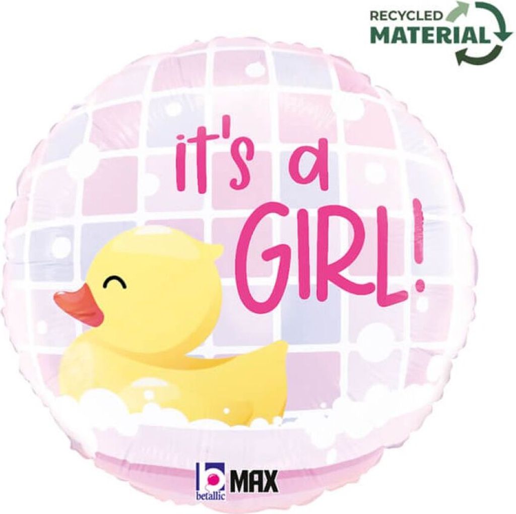 18"/Ø46cm Folienballon Ente "It`s a Girl"