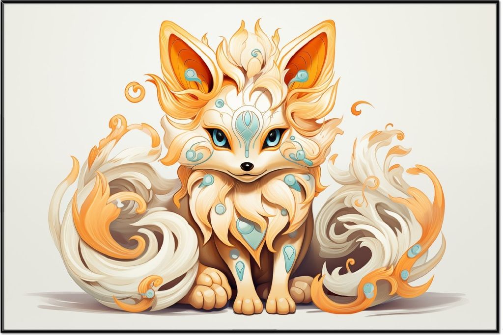 Wallario Wandbild Geheimnisvoller Fuchs, Größe: 61 x 91,50 cm, Poster mit schwarzem Aluminiumrahmen