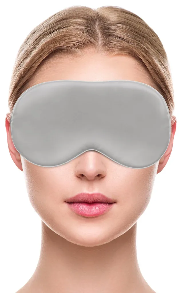 Cache-œil de nuit en soie grise - Accessoire de sommeil premium unisexe