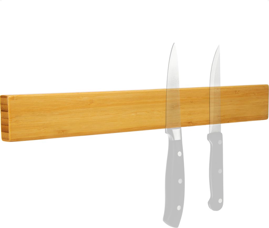 com-four® Messer Magnetleiste aus Bambus zur Wandmontage - Produktbild 