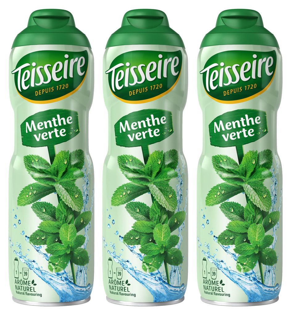 Teisseire Sirup Grüne Minze 600ml für Cocktails (3er Pack) Produktbild 