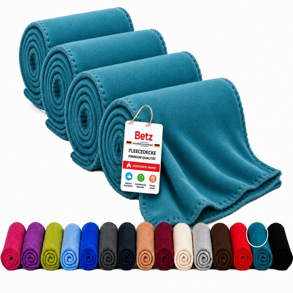 Betz 4 Stück Luxus Fleecedecken 130x170 cm Kuscheldecken  Produktbild  KI-generiertes Bild