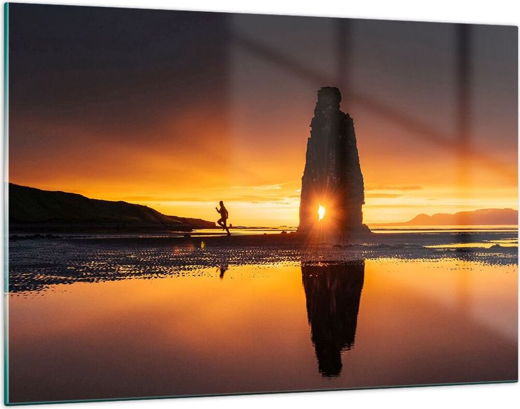 Bilder auf glas - Meer Felsen Wasser - 120x80cm - Glasbilder - Wandbilder - Kunstdruck - zum Aufhängen bereit - Wanddekoration aus Glas - Glas Bil...