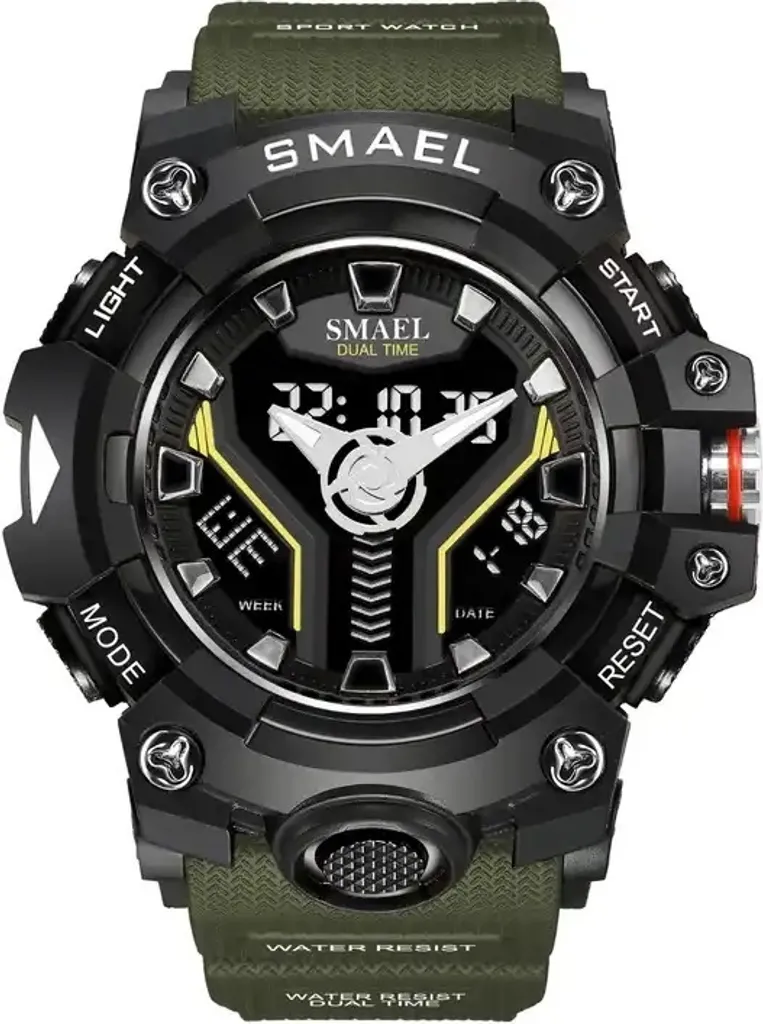 Montre de Sport Étanche Homme SMAEL Flyn - Design Sportif Vert Kaki