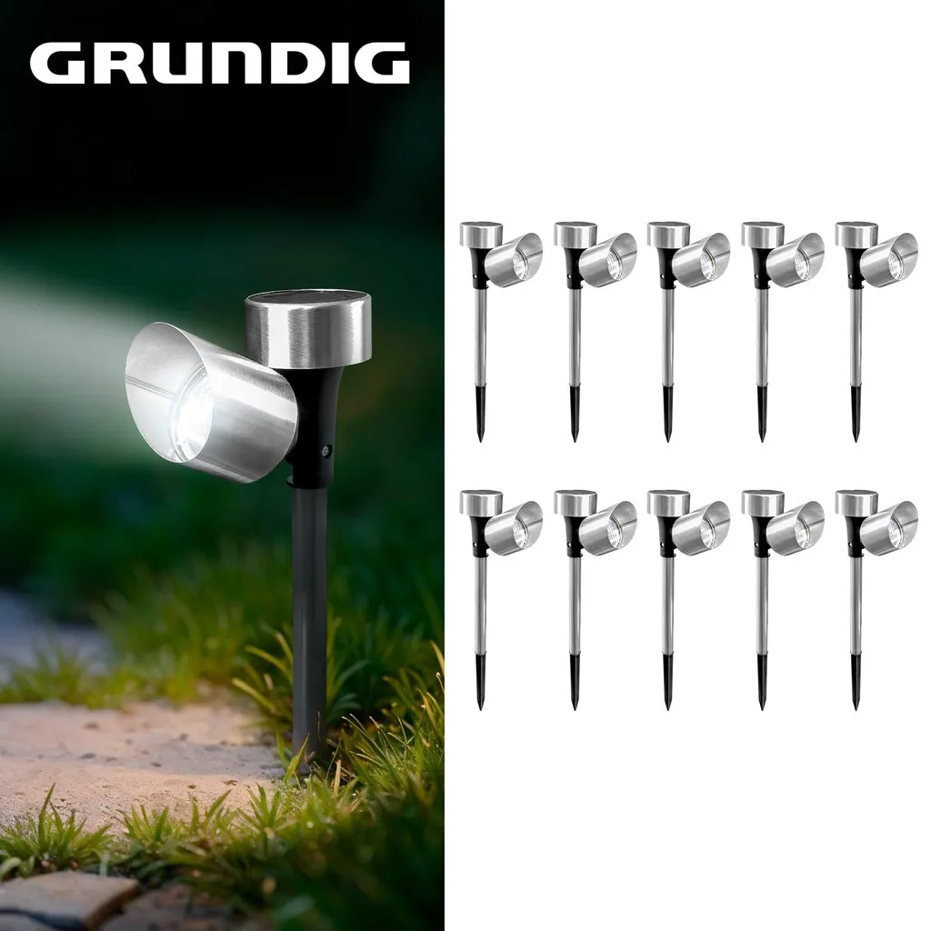 Luminaires de jardin solaires LED Grundig pour éclairage extérieur chic