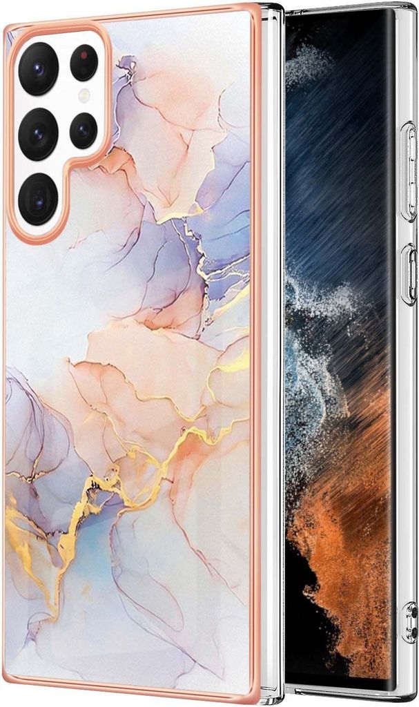 Galaxy S23 Ultra Hülle, Muster Handyhülle Anti-Shock Weich TPU Bumper Schutzhülle für Samsung Galaxy S23 Ultra Weiß
