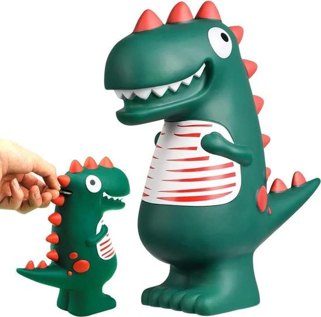 Tirelire Dinosaure Vert Incassable - T-Rex Géant en PVC pour Enfants