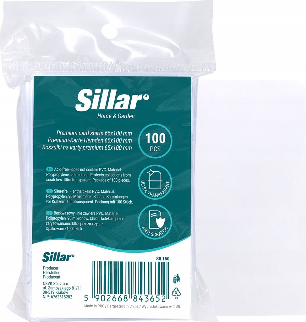 Sillar Premium Card Game Sammlerkartenhüllen 90 Mikron 65 x Produktbild 