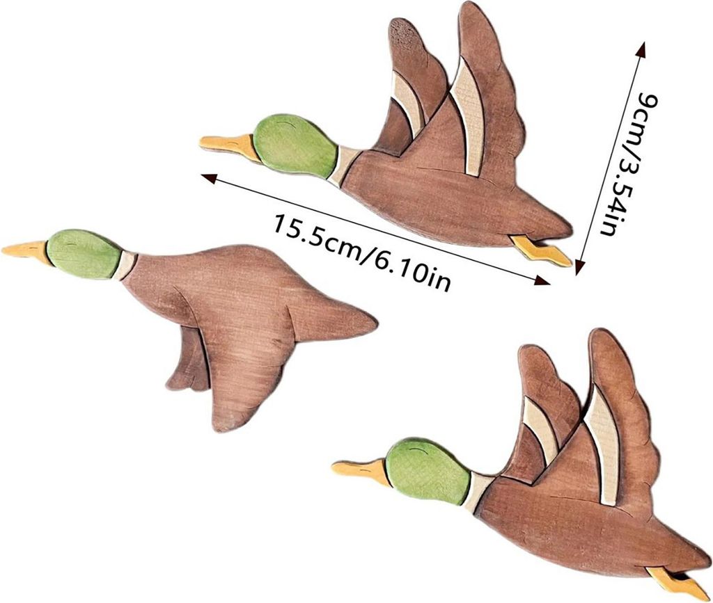 3-teiliges Wanddekor-Set mit fliegenden Vögeln aus Holz, Stockenten-Dekoration, rustikale Wanddekoration für Wohnzimmer, Schlafzimmer, Küche und...