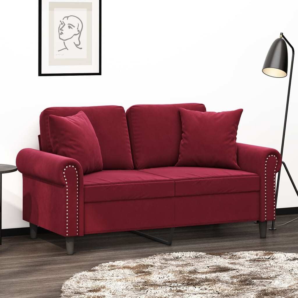 The Living Store Zierkissen 2 Stk. Weinrot 40x40 cm Samt