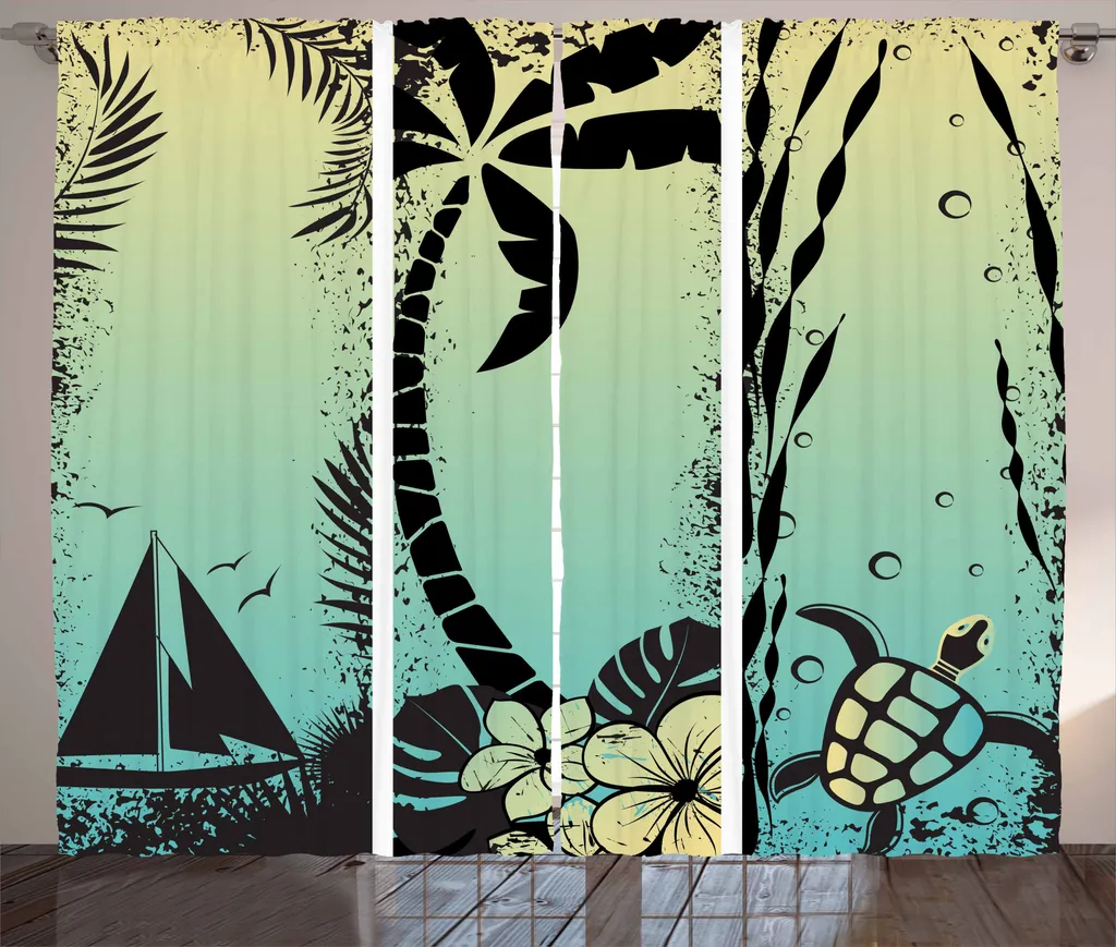 Tende ABAKUHAUS 280x175 cm: Design Tartaruga Tropicale Giallo-Verde