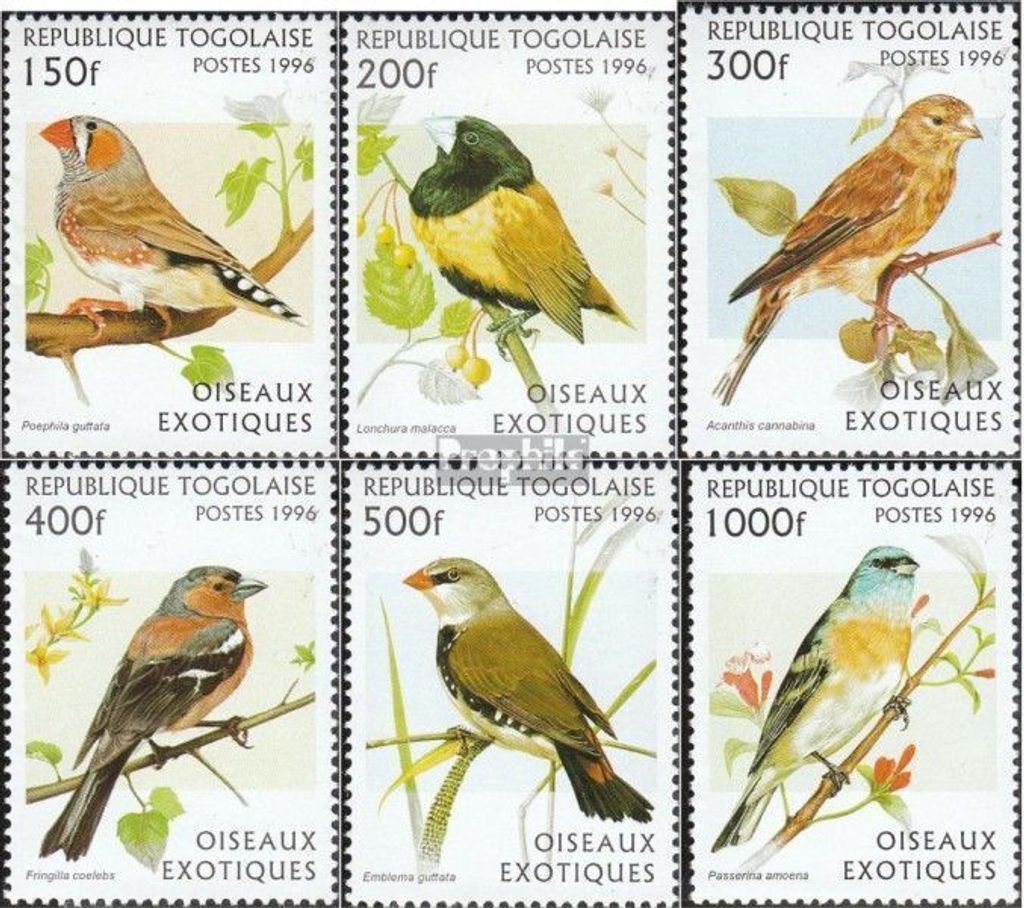 Briefmarken Togo 1996 Mi 2473-2478 (kompl.Ausg.) postfrisch Vögel