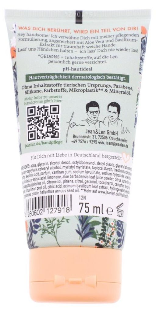 Crema mani Jean&Len, Aloe Vera e Basilico, vegana, 5 Immagine del prodotto 