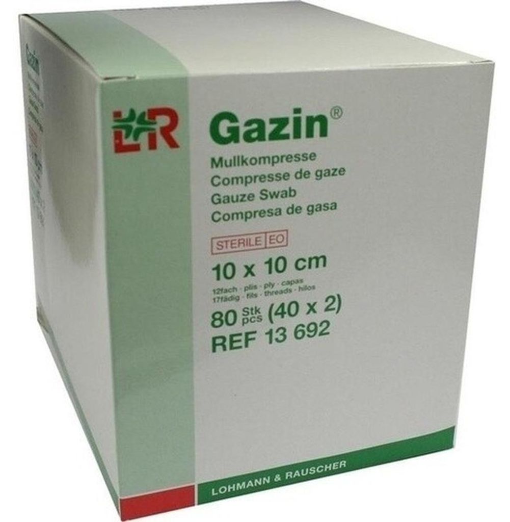 GAZIN Mullkomp.10x10 cm steril 12fach Produktbild 