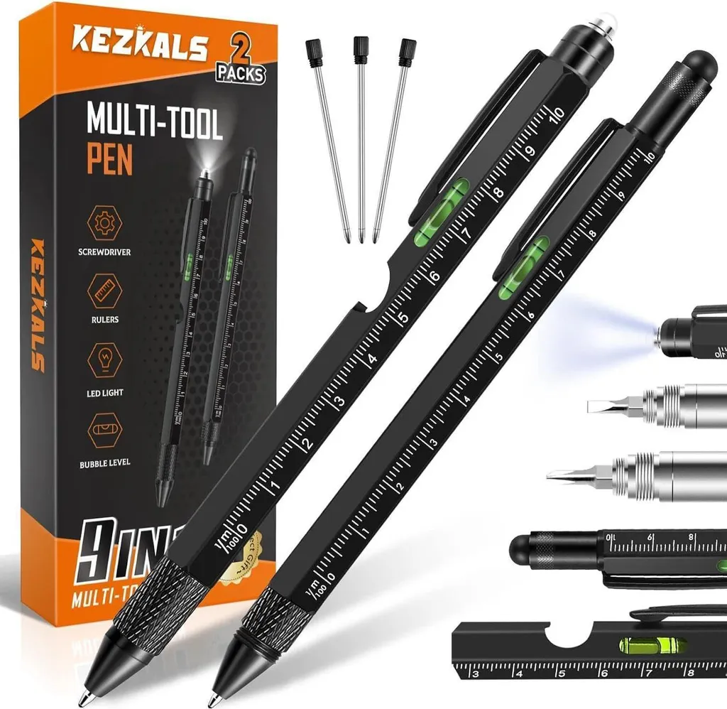 Stylo 9 en 1 Noir : Le Gadget Pratique contre les Petits Soucis du Jour