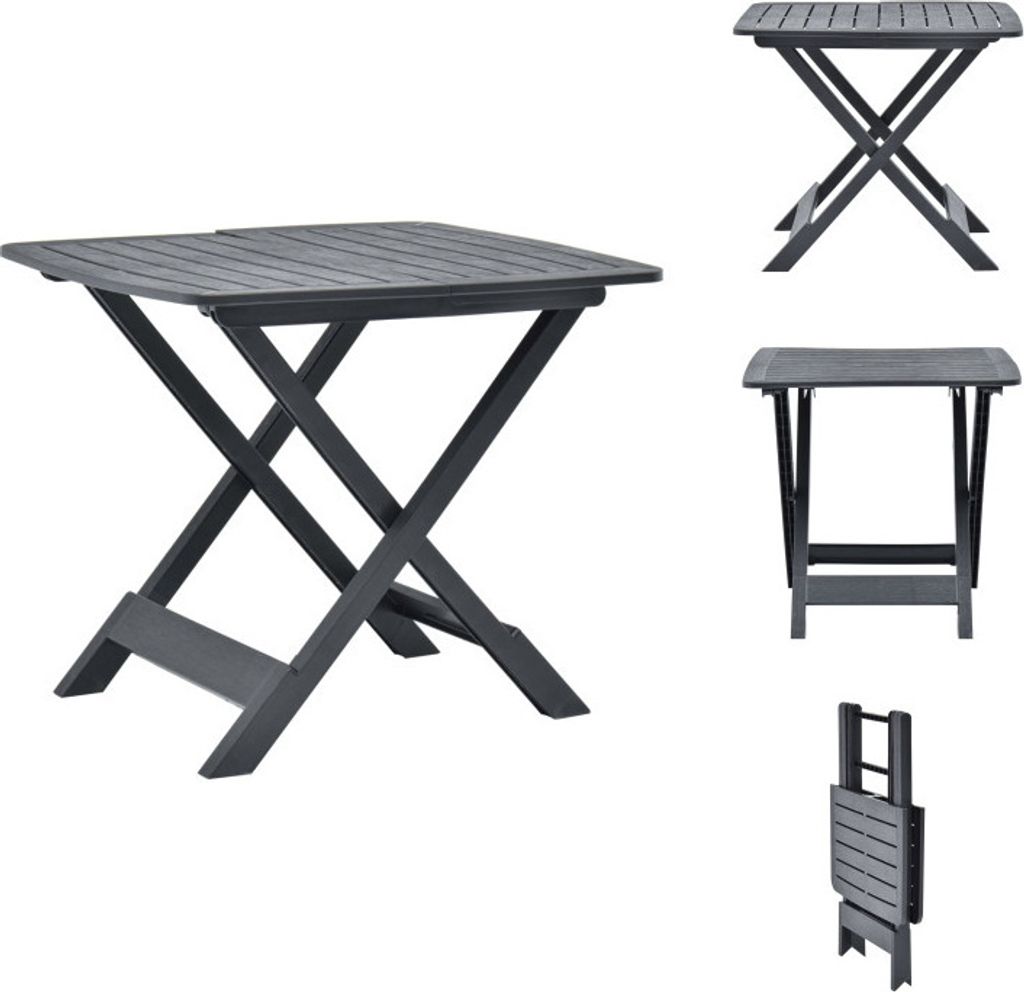 vidaXL Gartentisch Klappbar Anthrazit 79 x 72 x 70 cm Kunststoff - Gartentische
