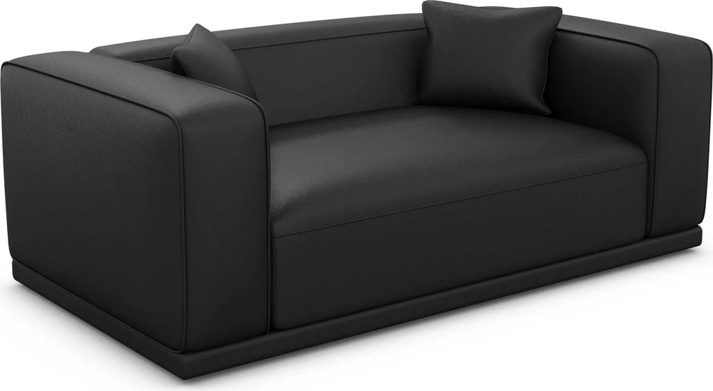 Echtleder 2-Sitzer Couch Diora Schwarz