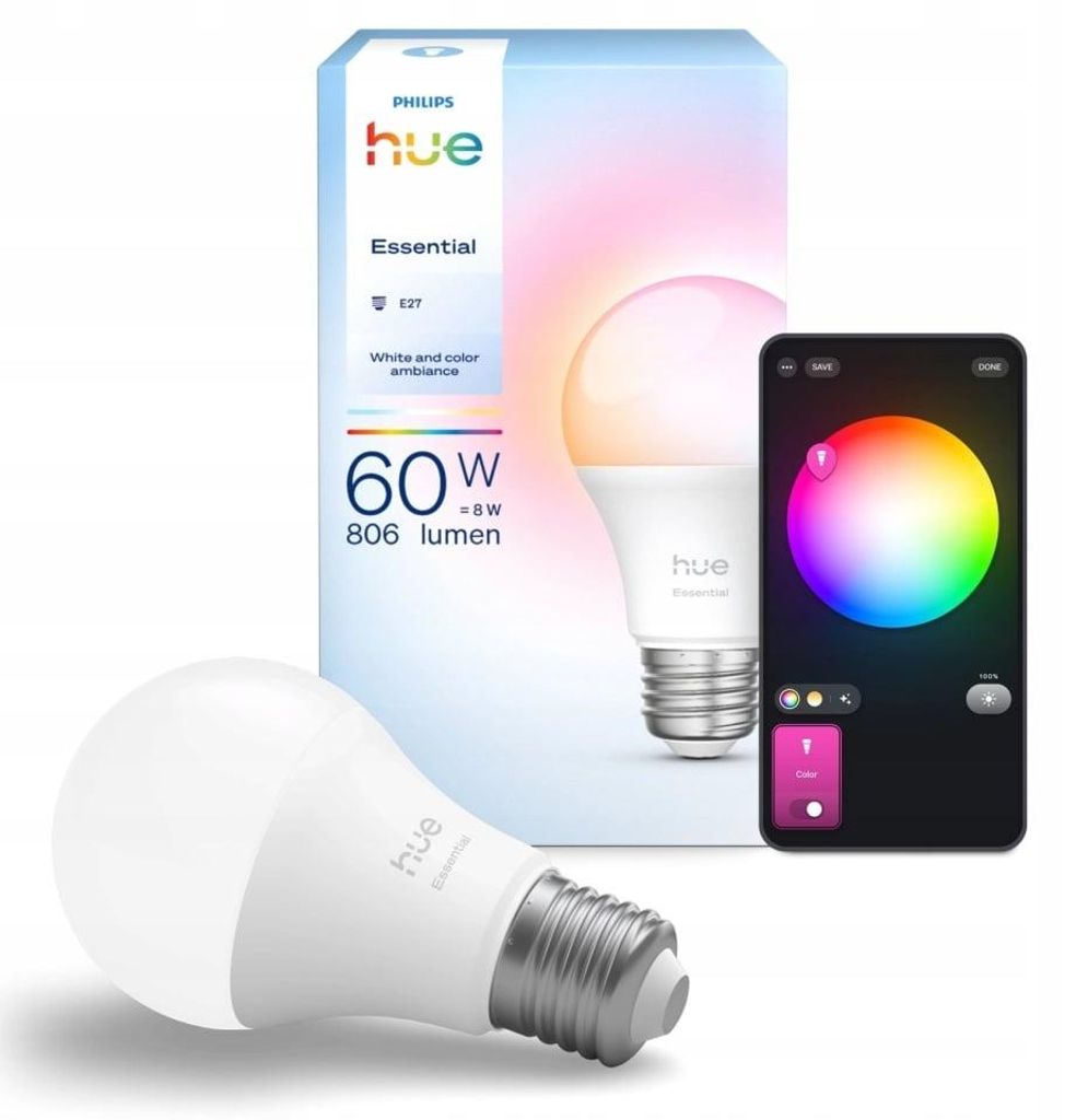 Intelligente Lampe Philips Hue A60 E27 8W weiß, Produktbild 