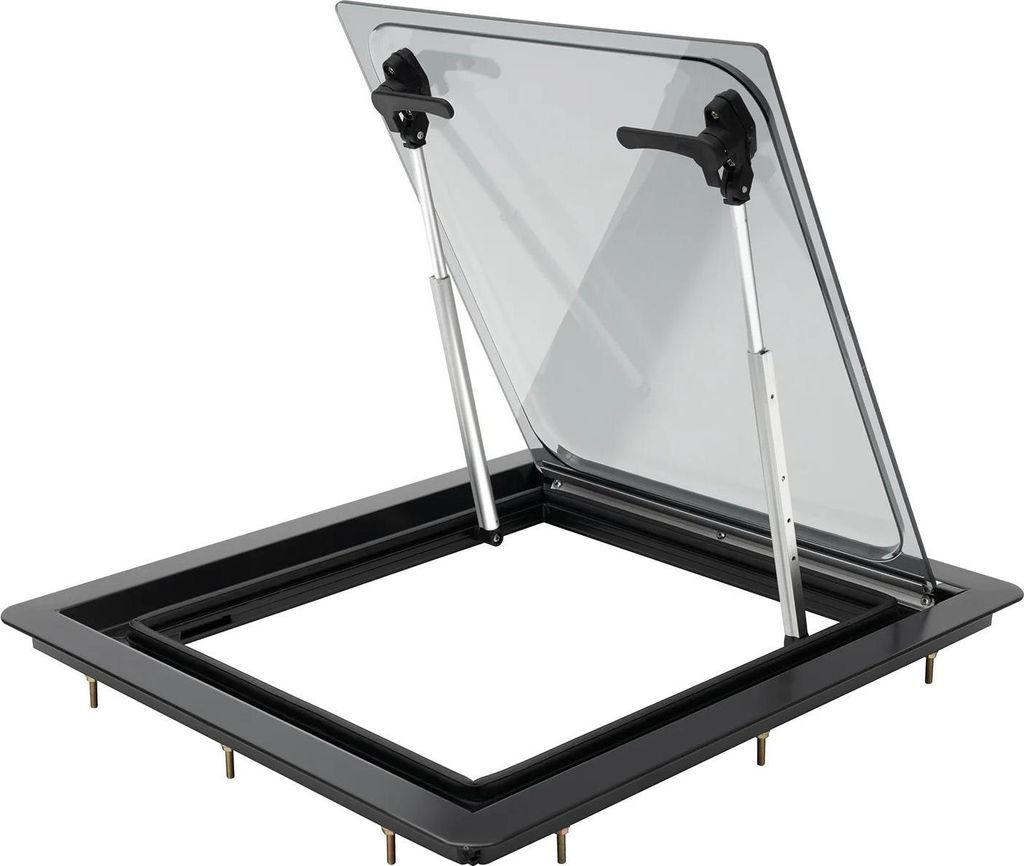 Wohnmobil/Wohnwagen Lüftungsfenster - Ausstellfenster - 450×500 mm - Integrierter Sonnenschutz - Verstellbar 70° - Aluminiumlegierung - Schwarz