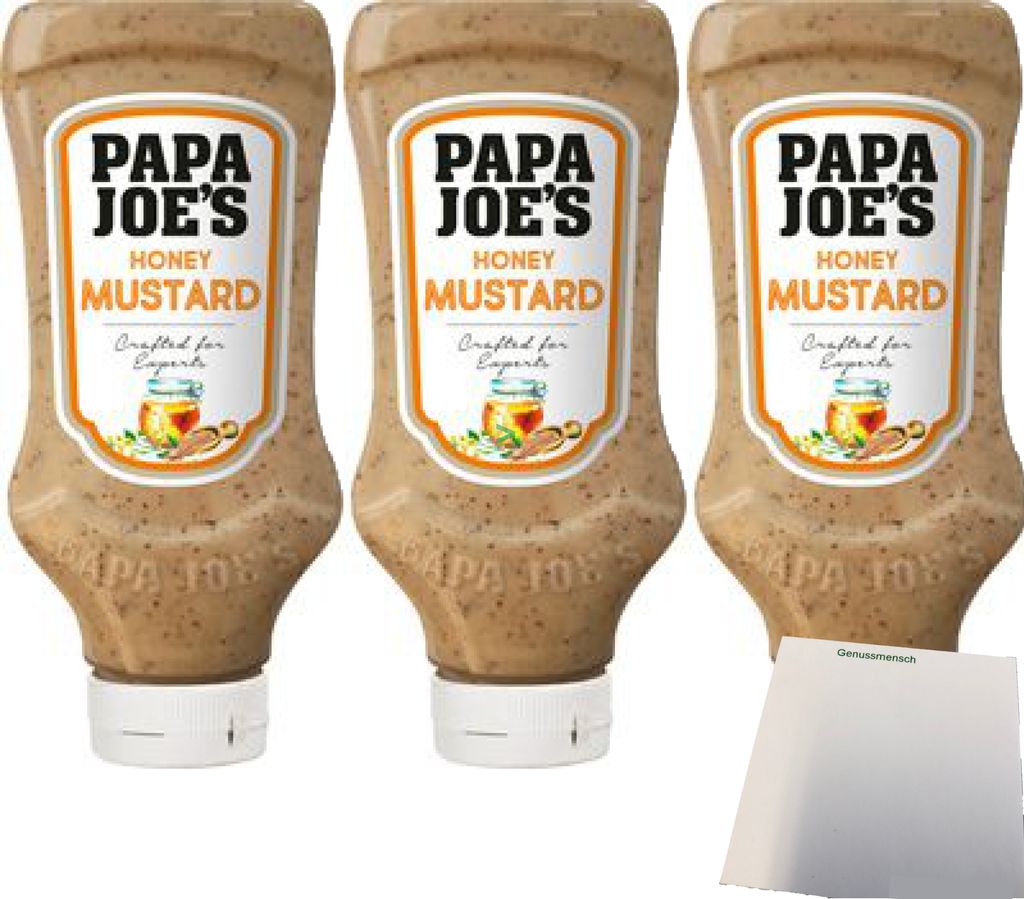 Papa Joes Honig Senf Sauce 3er Pack (3x300ml Flasche) + usy Block
