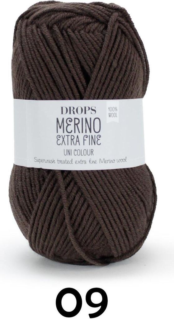 Drops Merino Extra Fine Uni Colour 09 Dark Brown Pletacia Obrázok produktu 