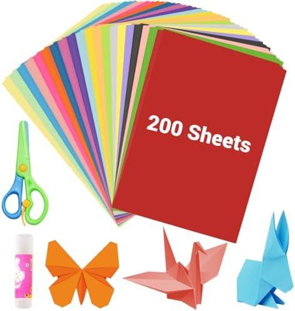 200 Blatt Bunt Origami Papier A4, Tonpapier in 20 Farben Farbige Papiere Doppelseitiges Faltpapier, 21x 29.7cm Bastelpapier Zweiseitig für DIY Ori...