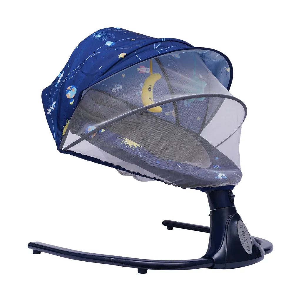 Transat bébé électrique bleu apaisant : stop aux pleurs avec le Bluetooth